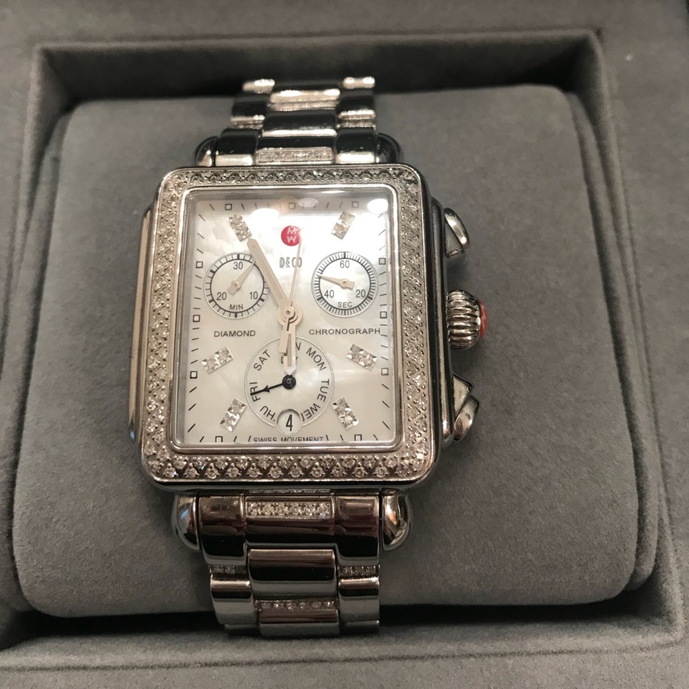 Michele Watch Signature Deco Design w/diamond band